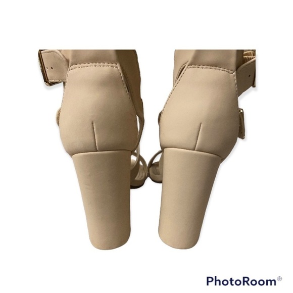 DREAM PAIRS Women's Nude Nubuck Ankle Strap Open Toe High Block Heel - Picture 8 of 8